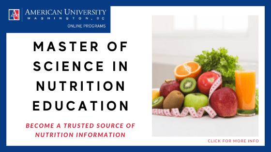 online nutrition masters programs - American University - Master of Science in Nutrition Education