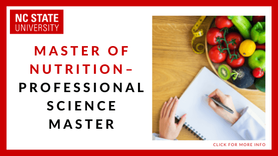 online nutrition masters programs - North Carolina State University - Master of Science in Nutrition
